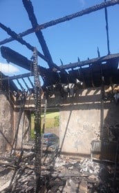 A fire damaged house.