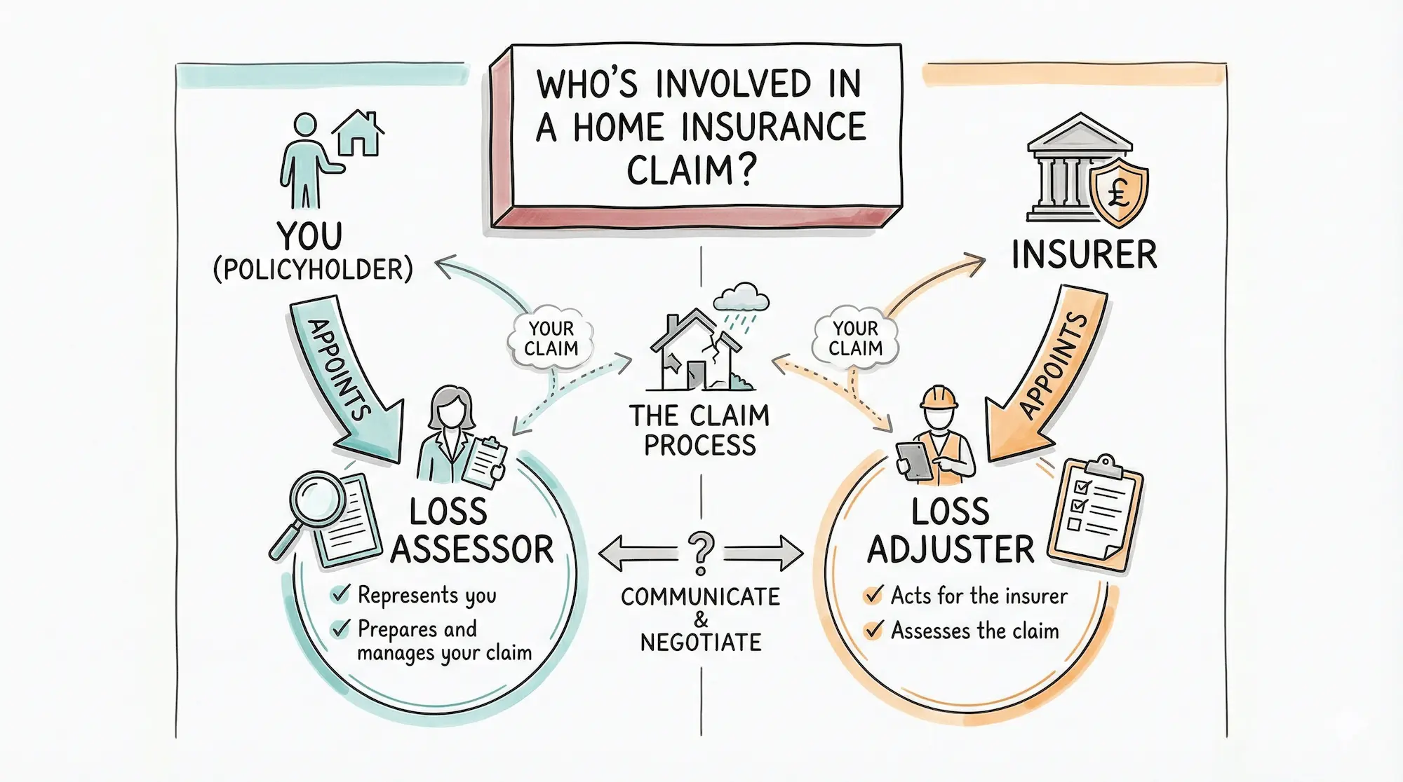 Who's involved in a home insurance claim?