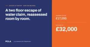 PCLA case study: a Newton Mearns escape of water claim where the insurer offered £17,000 and the claim settled at £32,000